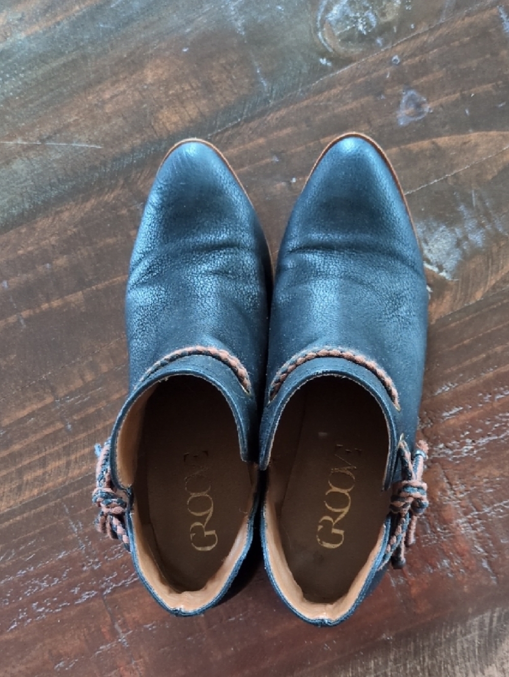 Womens Black Ankle Booties with Side Tie - Picture 3 of 6